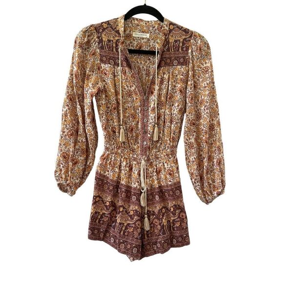 Spell & The Gypsy Collective Women’s Brown Sundown Floral Cotton Romper Size 2XS - Picture 1 of 8